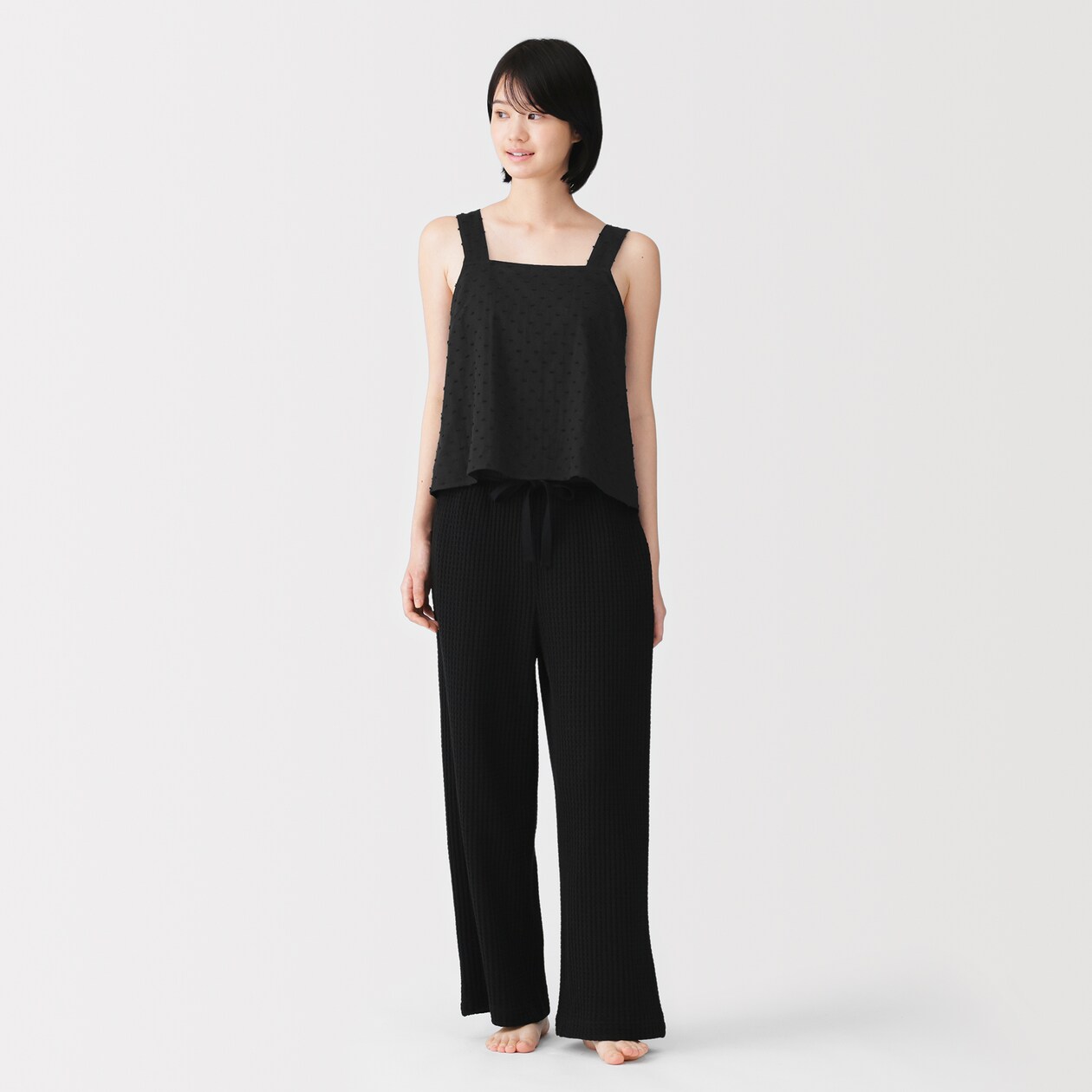 婦人　二重ガーゼ　ドットドビー　タンクトップ