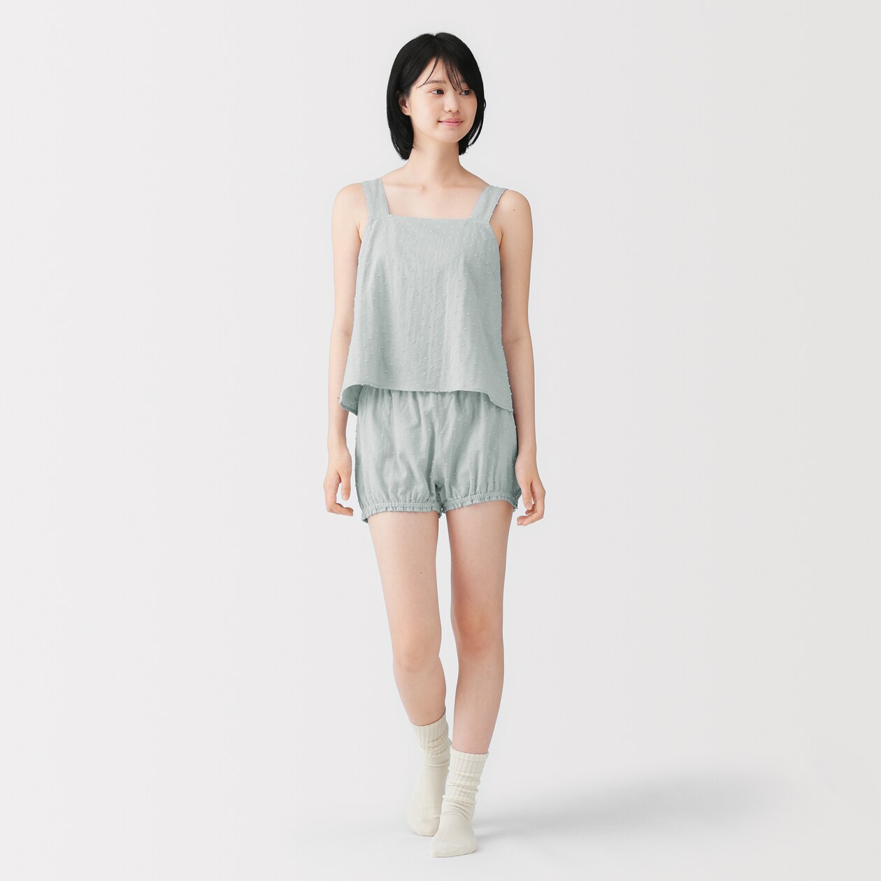婦人　二重ガーゼ　ドットドビー　タンクトップ