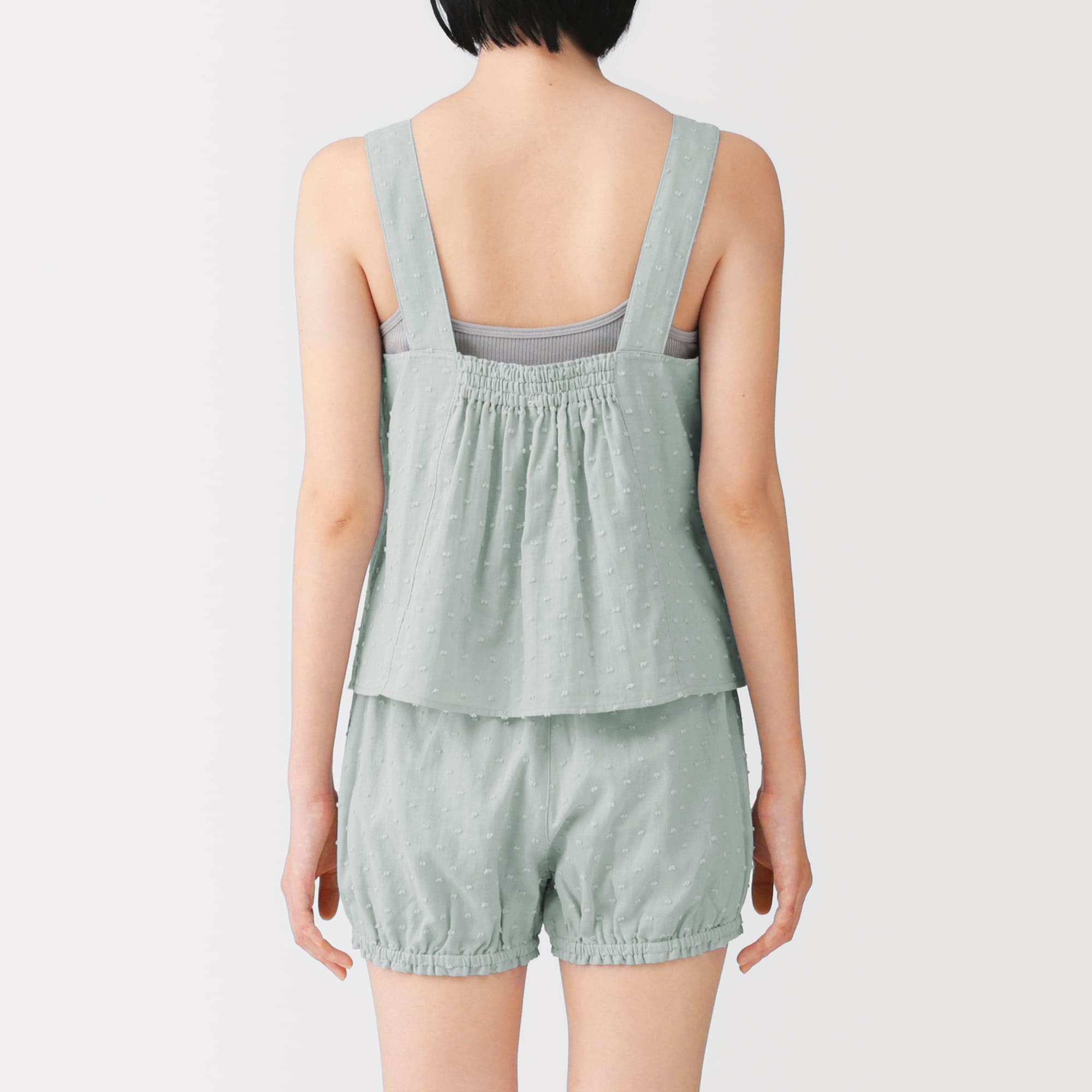 婦人　二重ガーゼ　ドットドビー　タンクトップ