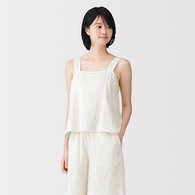 婦人　二重ガーゼ　ドットドビー　タンクトップ