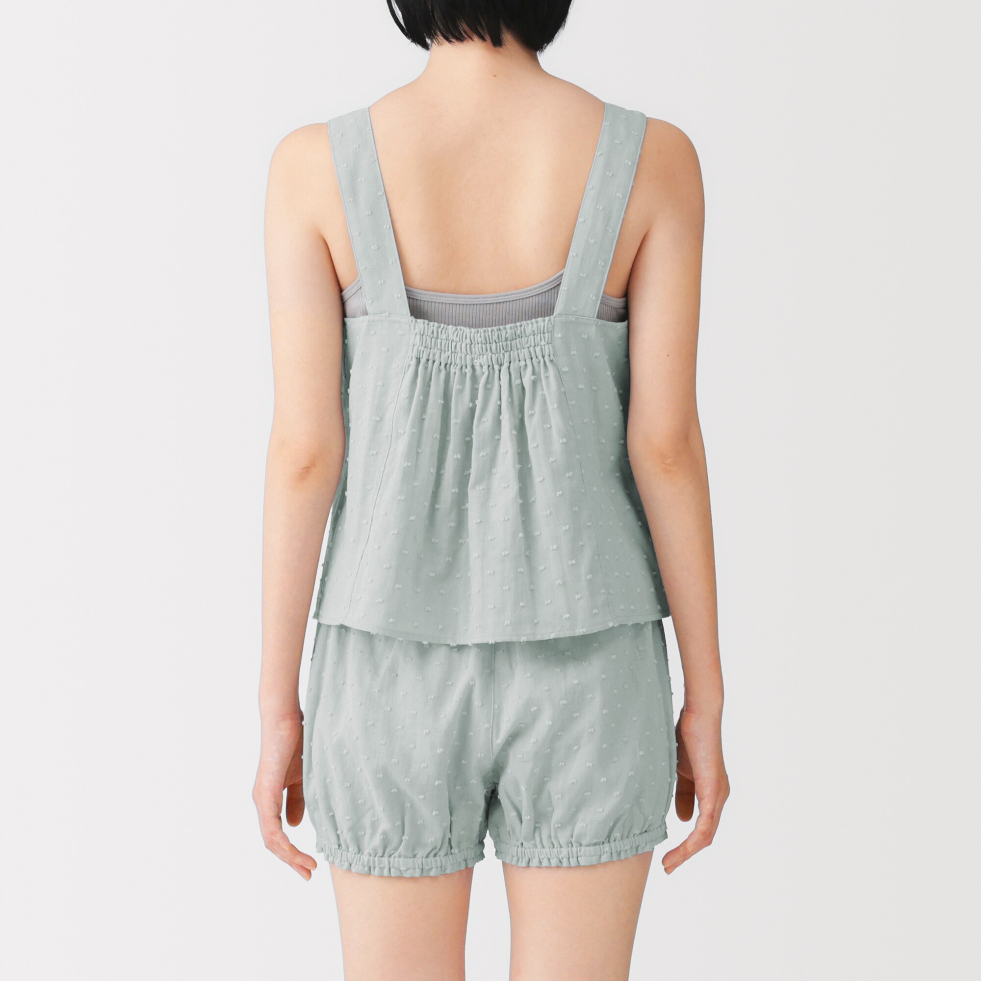 婦人　二重ガーゼ　ドットドビー　タンクトップ