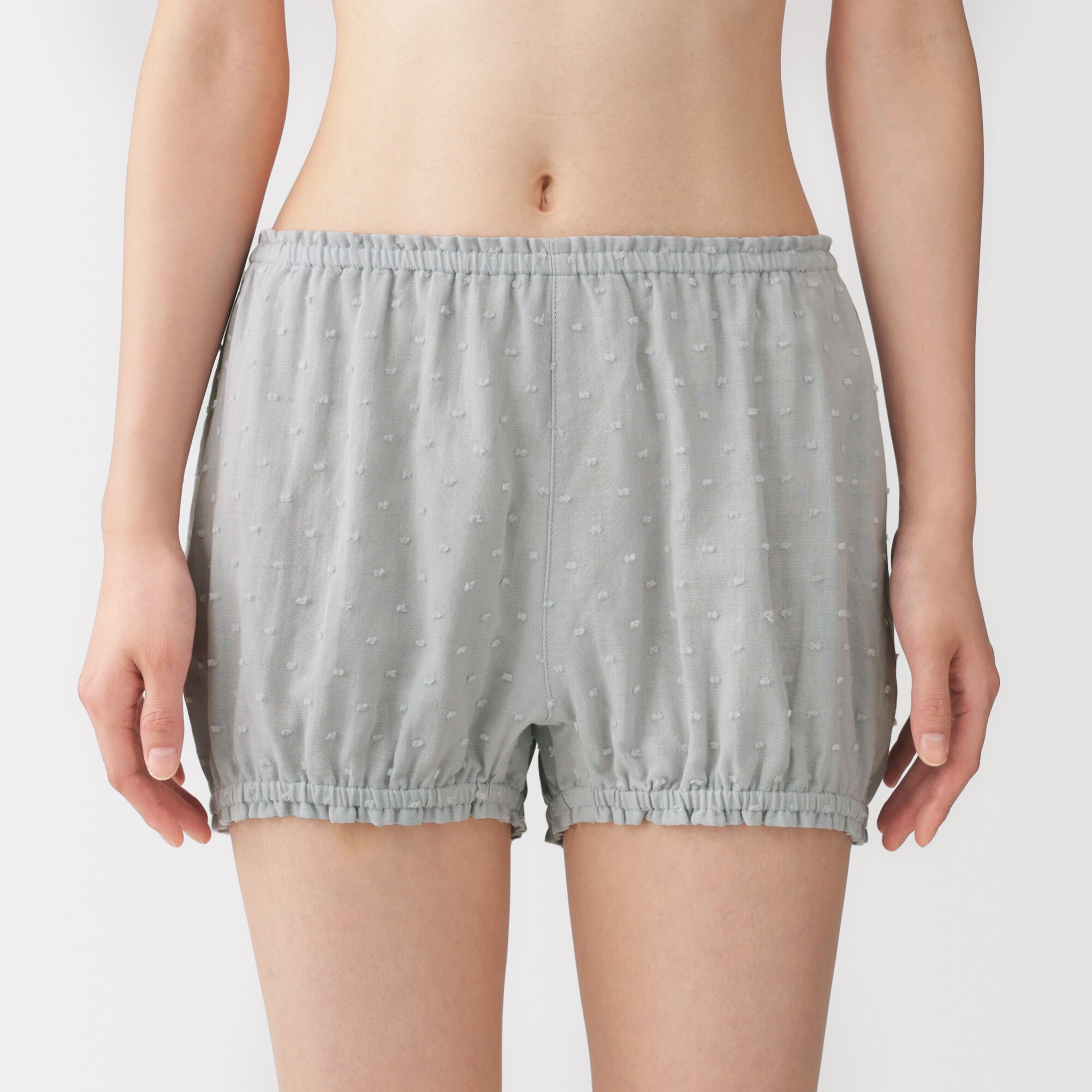 婦人　二重ガーゼ　ドットドビー　バルーンショーツ
