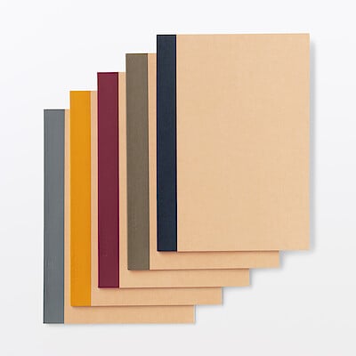 【Ａ５】植林木ペーパー　ノート５冊組　３６枚　６ｍｍ横罫　背クロス５色