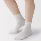 婦人　足なり直角　履き口やわらか　三層　ショート丈靴下（口ゴムなし）