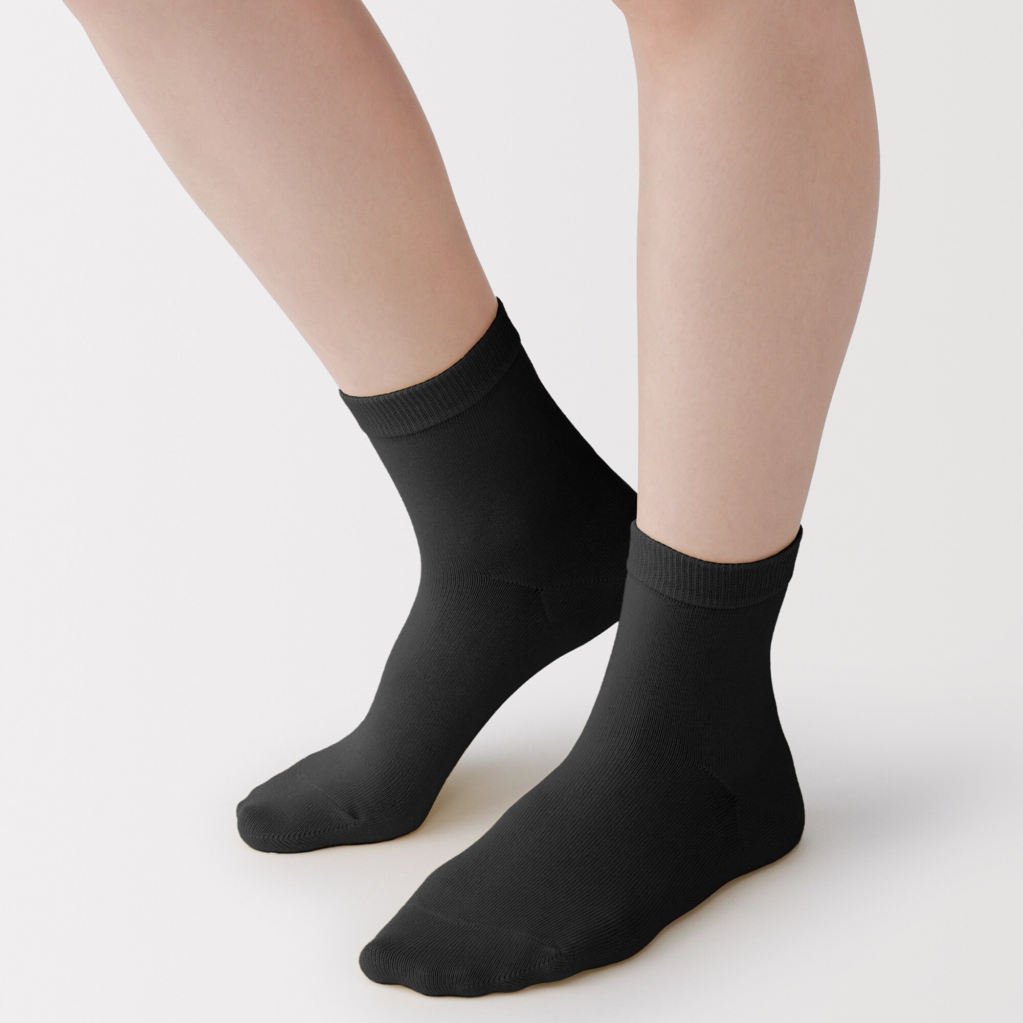 婦人　足なり直角　履き口やわらか　三層　ショート丈靴下（口ゴムなし）
