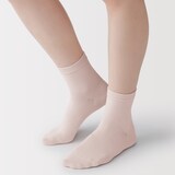 婦人　足なり直角　履き口やわらか　三層　ショート丈靴下（口ゴムなし）