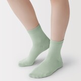 婦人　足なり直角　履き口やわらか　三層　ショート丈靴下（口ゴムなし）