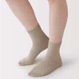 婦人　足なり直角　履き口やわらか　三層　ショート丈靴下（口ゴムなし）