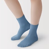婦人　足なり直角　履き口やわらか　三層　ショート丈靴下（口ゴムなし）