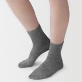婦人　足なり直角　履き口やわらか　三層　ショート丈靴下（口ゴムなし）※杢色