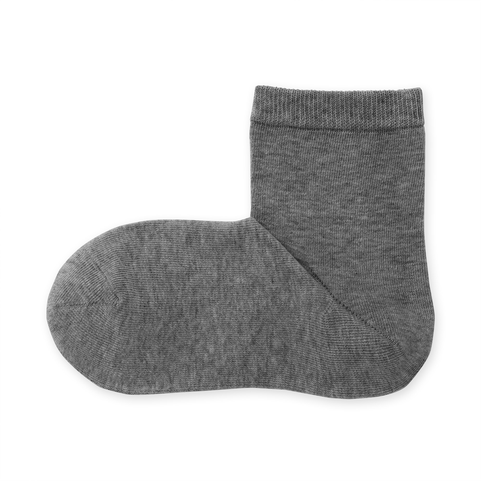 婦人　足なり直角　履き口やわらか　三層　ショート丈靴下（口ゴムなし）※杢色