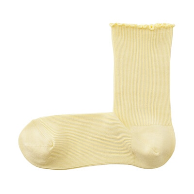 婦人　足なり直角　履き口やわらか　レーヨン混　メロウ靴下（口ゴムなし）