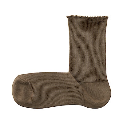 婦人　足なり直角　履き口やわらか　レーヨン混　メロウ靴下（口ゴムなし）