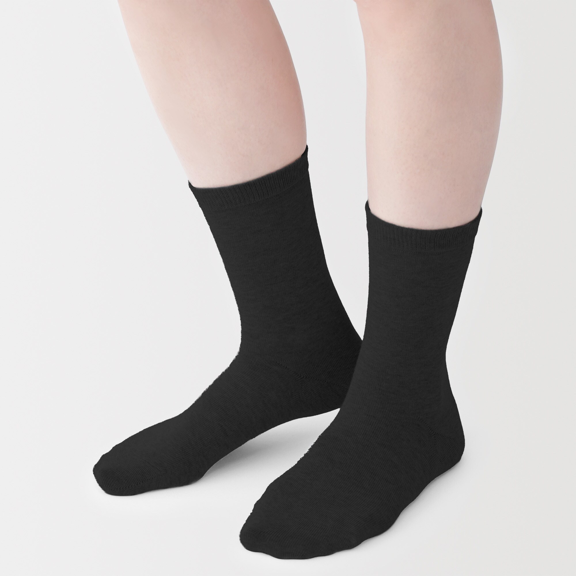 婦人　足なり直角　履き口やわらか　三層　靴下（口ゴムなし）※再生コットン