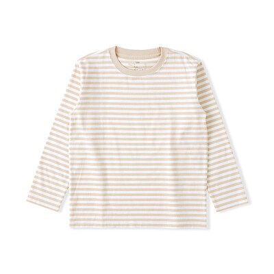 キッズ 綿天竺編みクルーネック長袖Tシャツ ボーダー