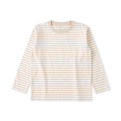 キッズ　綿天竺編みクルーネック長袖Ｔシャツ　ボーダー
