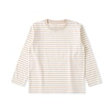キッズ　綿天竺編みクルーネック長袖Ｔシャツ　ボーダー