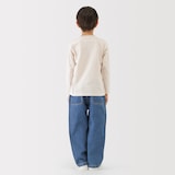 キッズ　綿天竺編みクルーネック長袖Ｔシャツ　ボーダー