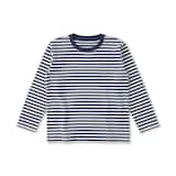 キッズ　綿天竺編みクルーネック長袖Ｔシャツ　ボーダー
