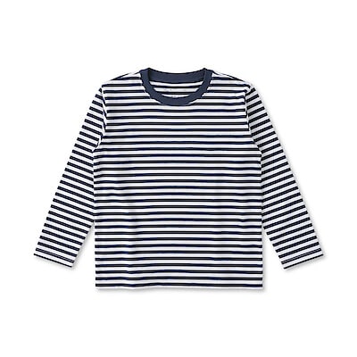キッズ　綿天竺編みクルーネック長袖Ｔシャツ　ボーダー