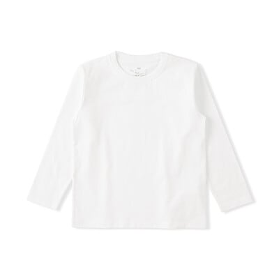 キッズ　綿天竺編みクルーネック長袖Ｔシャツ　無地
