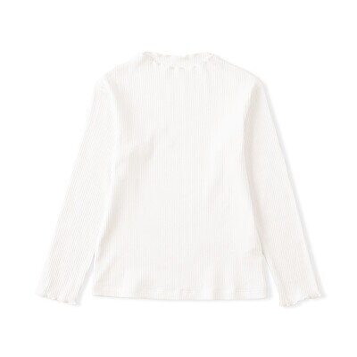 キッズ　ストレッチリブ編みモックネック長袖Ｔシャツ