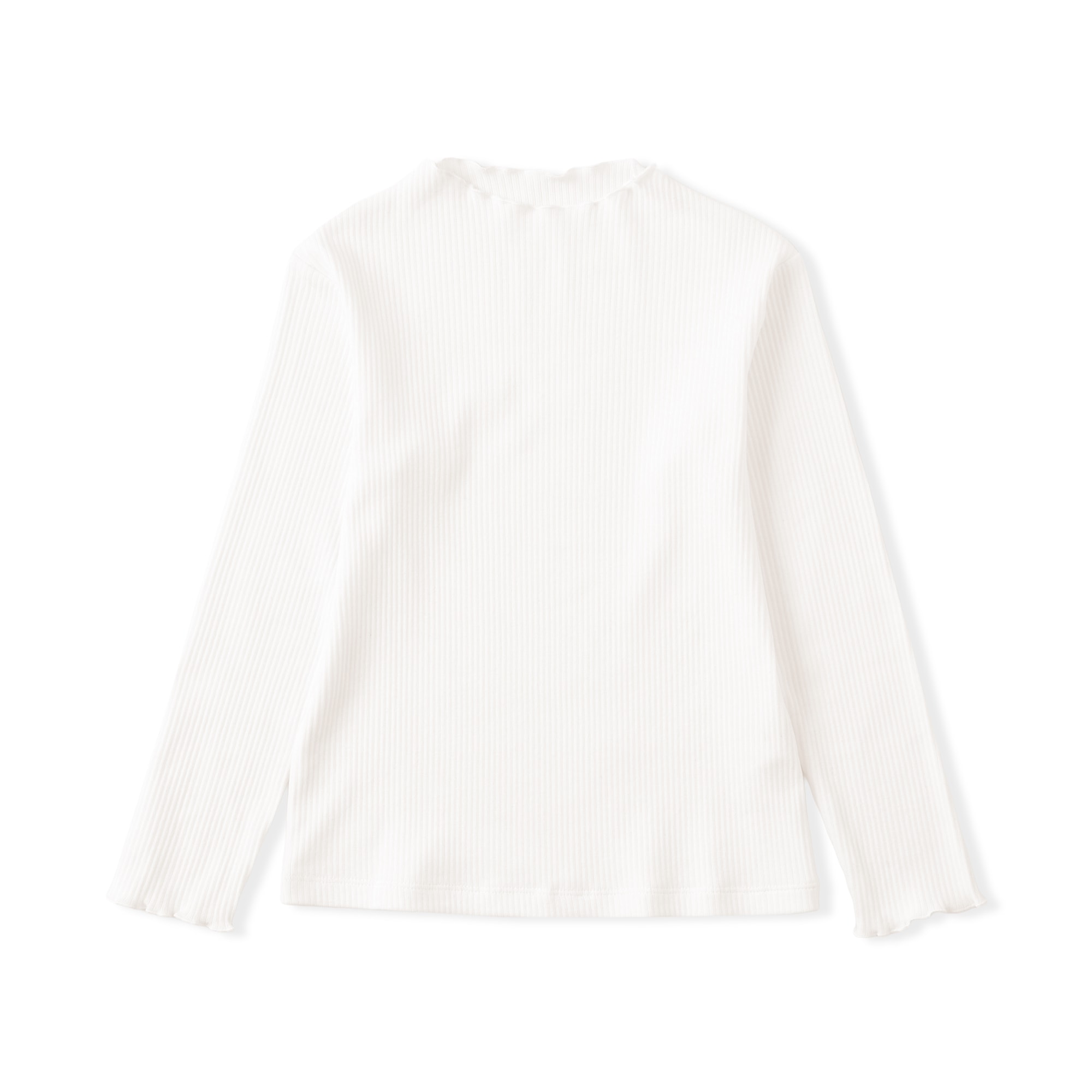 キッズ　ストレッチリブ編みモックネック長袖Ｔシャツ