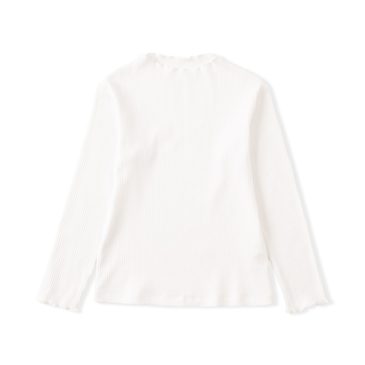 キッズ　ストレッチリブ編みモックネック長袖Ｔシャツ