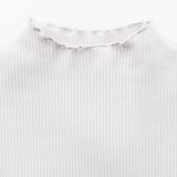 キッズ　ストレッチリブ編みモックネック長袖Ｔシャツ