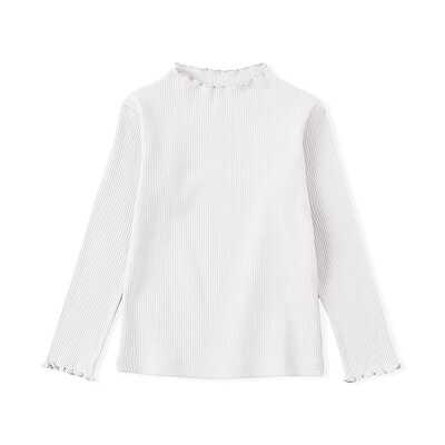 キッズ　ストレッチリブ編みモックネック長袖Ｔシャツ