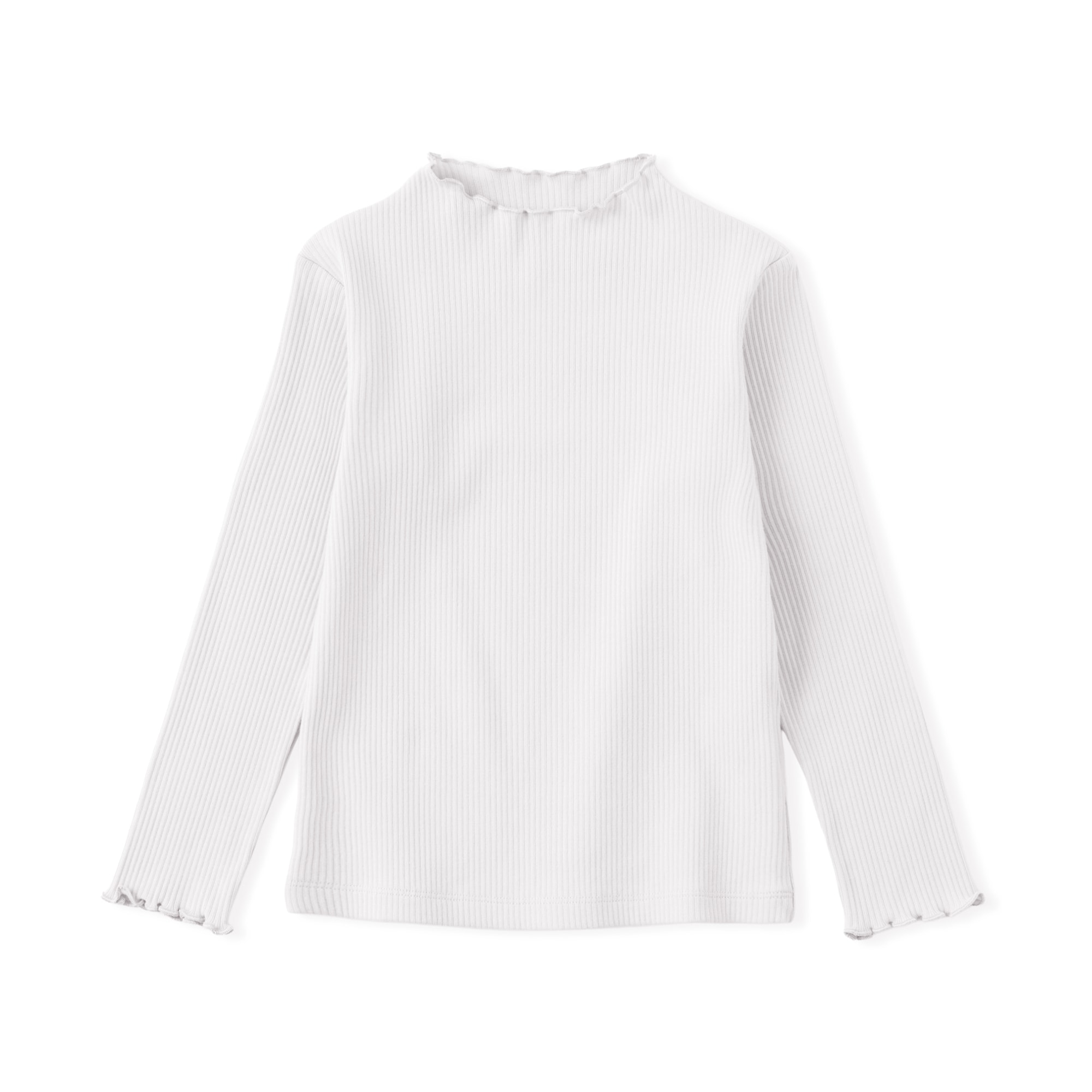 キッズ　ストレッチリブ編みモックネック長袖Ｔシャツ