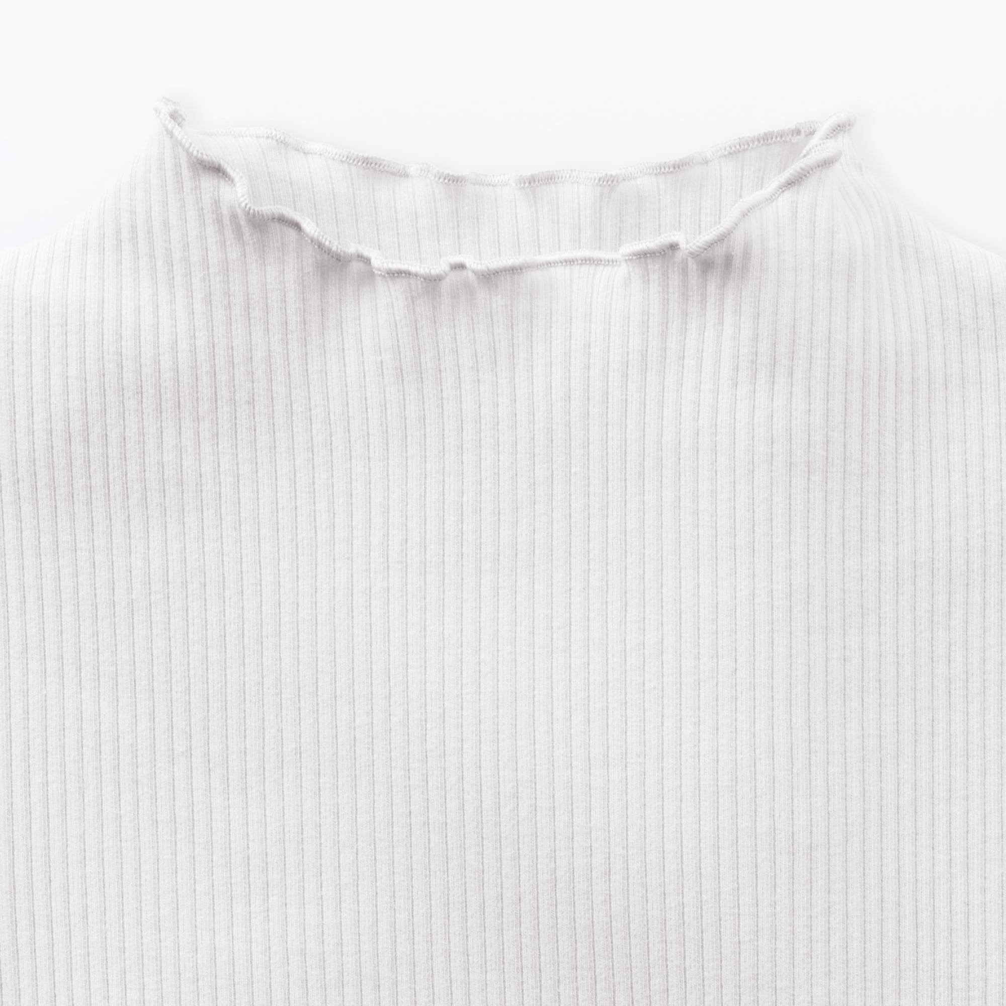 キッズ　ストレッチリブ編みモックネック長袖Ｔシャツ