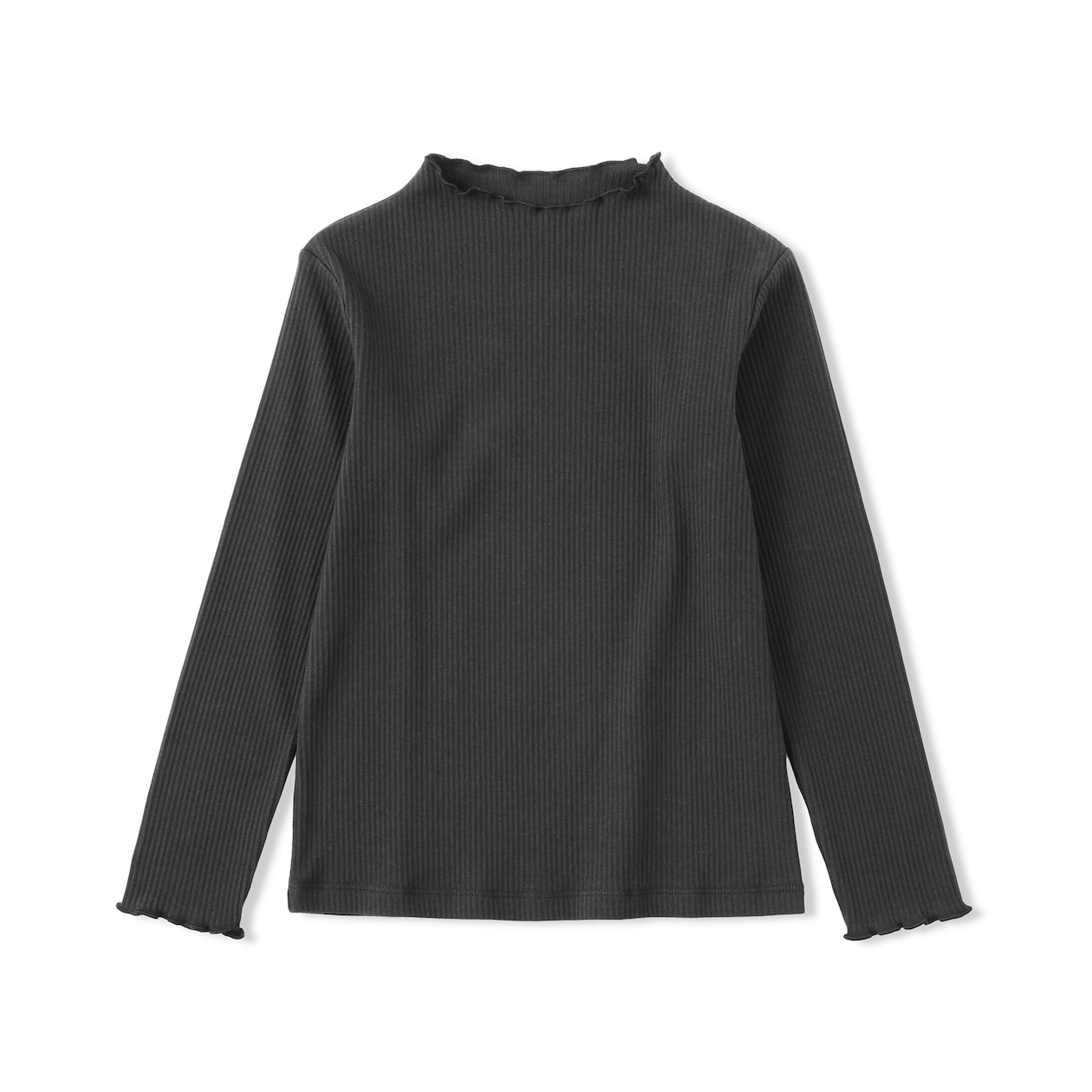 キッズ　ストレッチリブ編みモックネック長袖Ｔシャツ