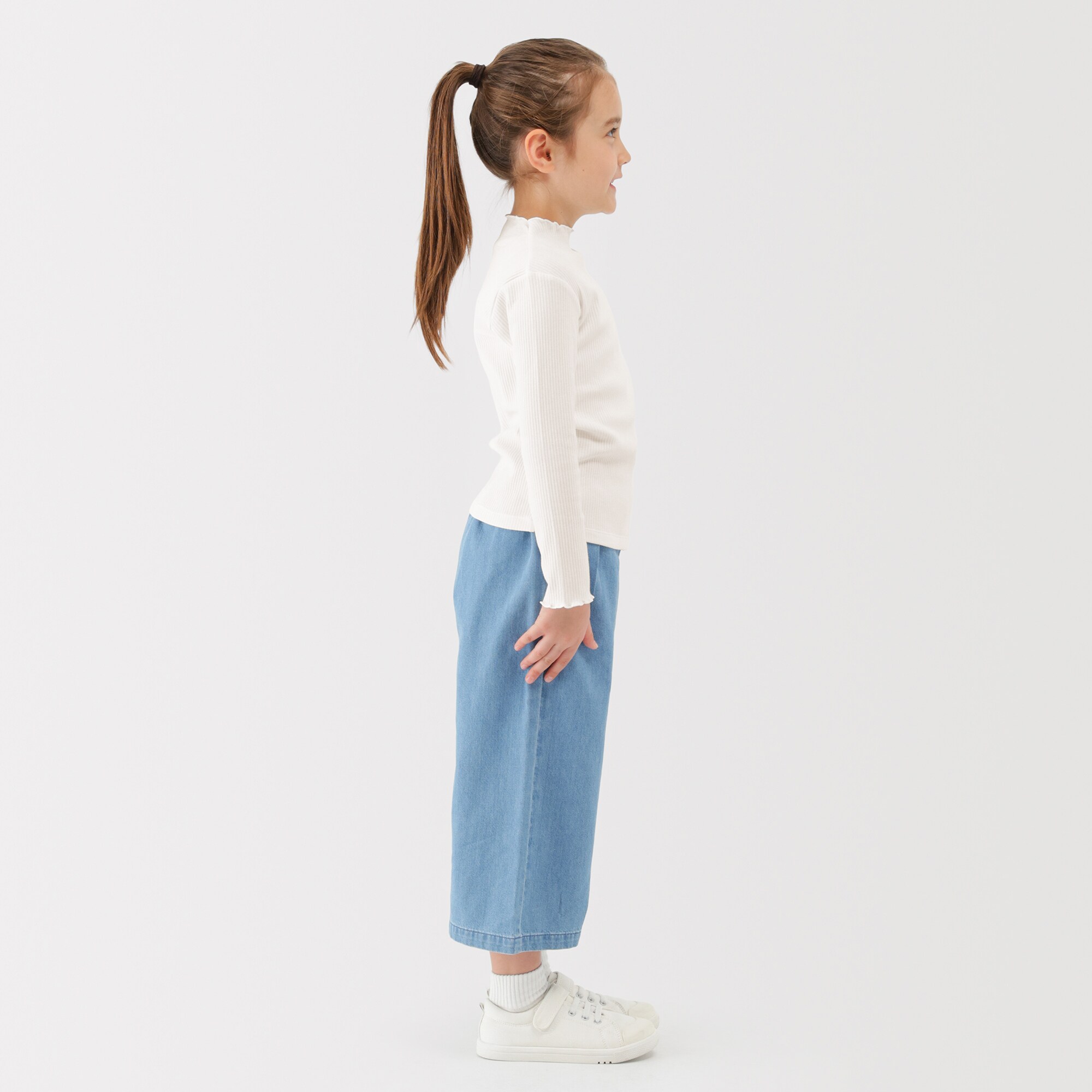 キッズ ストレッチリブ編みモックネック長袖Tシャツ | 無印良品