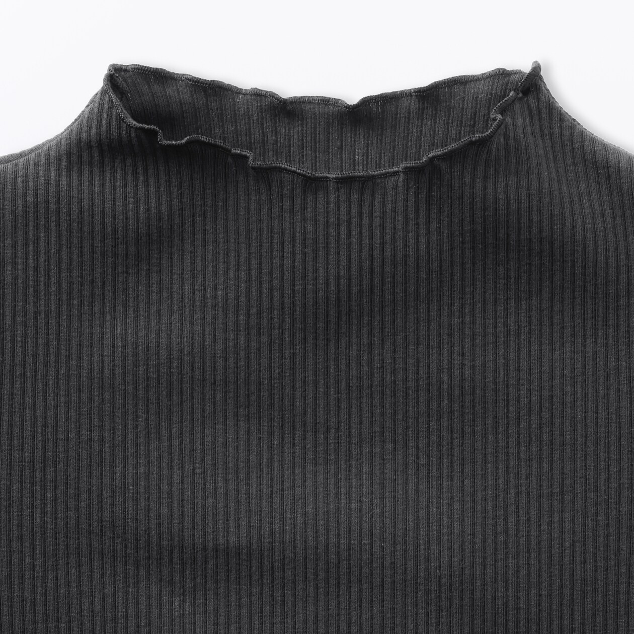 キッズ　ストレッチリブ編みモックネック長袖Ｔシャツ