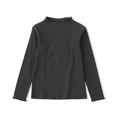 【１２月中旬発売予定】キッズ　ストレッチリブ編みモックネック長袖Ｔシャツ