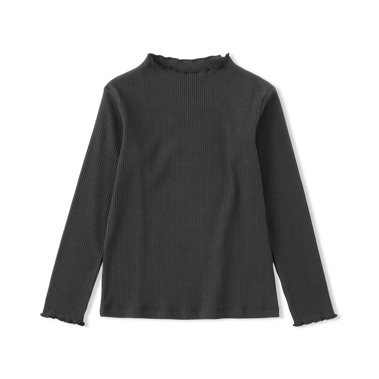 キッズ　ストレッチリブ編みモックネック長袖Ｔシャツ