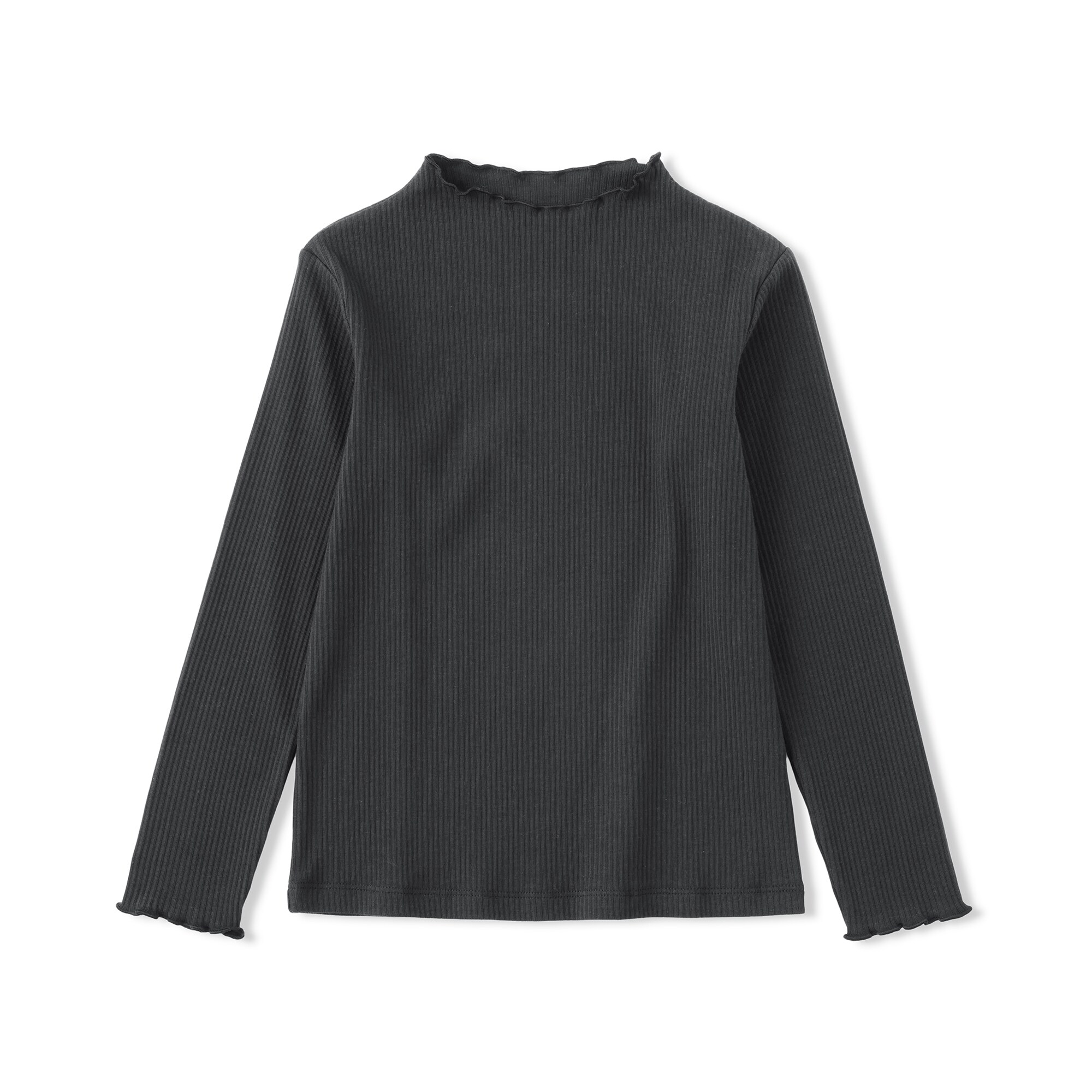 キッズ　ストレッチリブ編みモックネック長袖Ｔシャツ