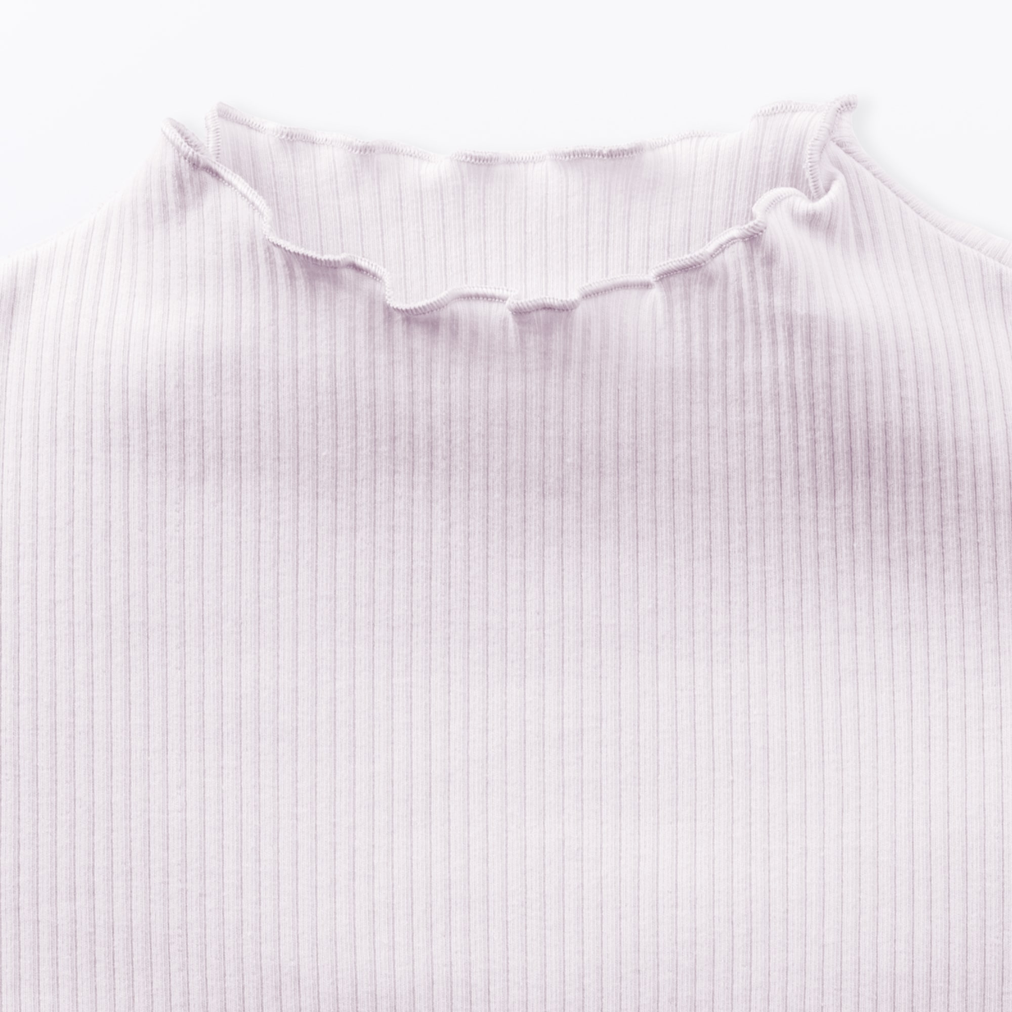 キッズ　ストレッチリブ編みモックネック長袖Ｔシャツ