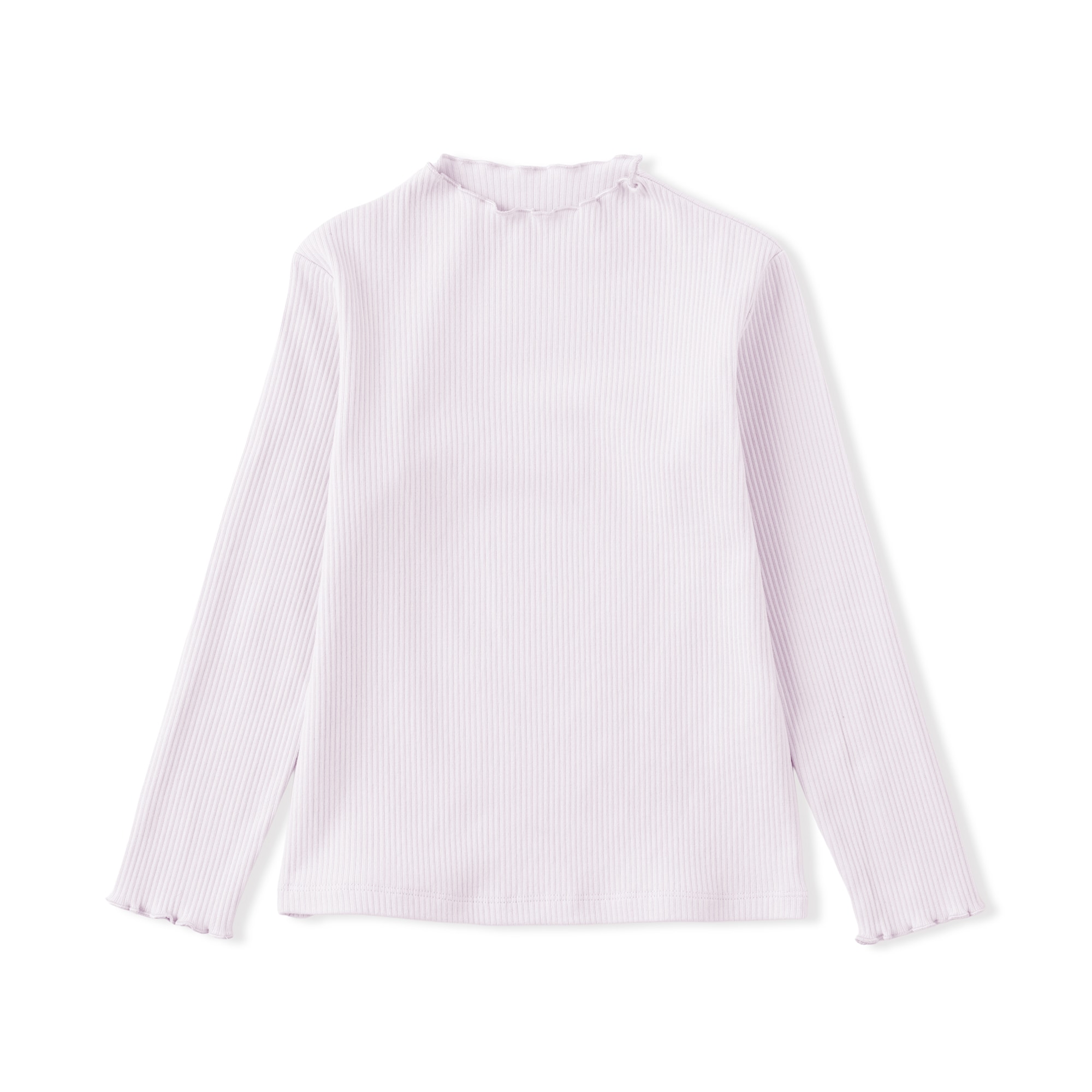 キッズ　ストレッチリブ編みモックネック長袖Ｔシャツ