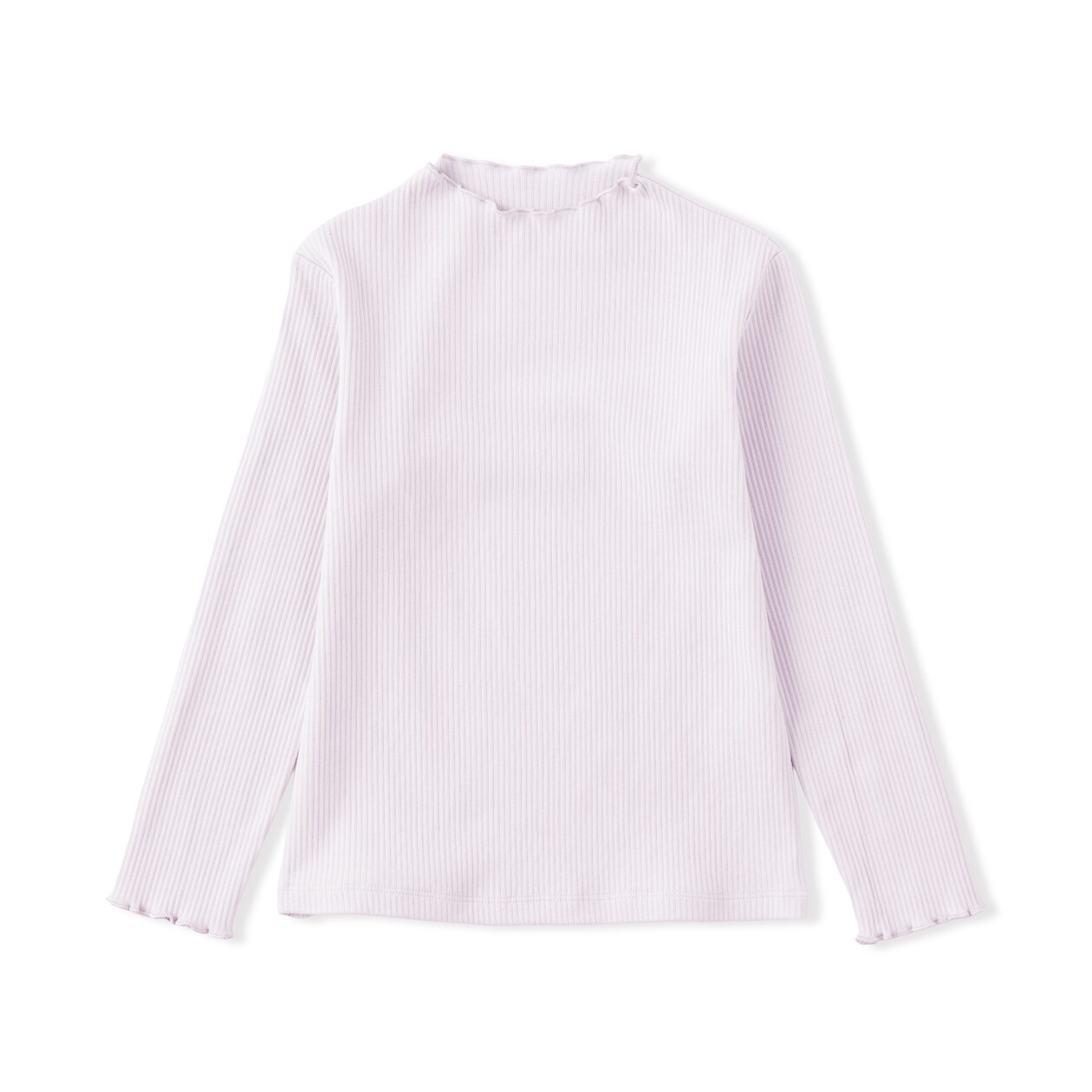 キッズ　ストレッチリブ編みモックネック長袖Ｔシャツ