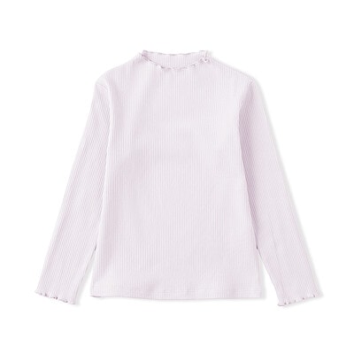 キッズ　ストレッチリブ編みモックネック長袖Ｔシャツ