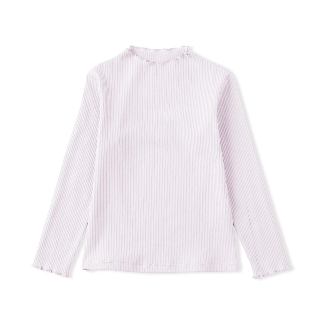 キッズ　ストレッチリブ編みモックネック長袖Ｔシャツ