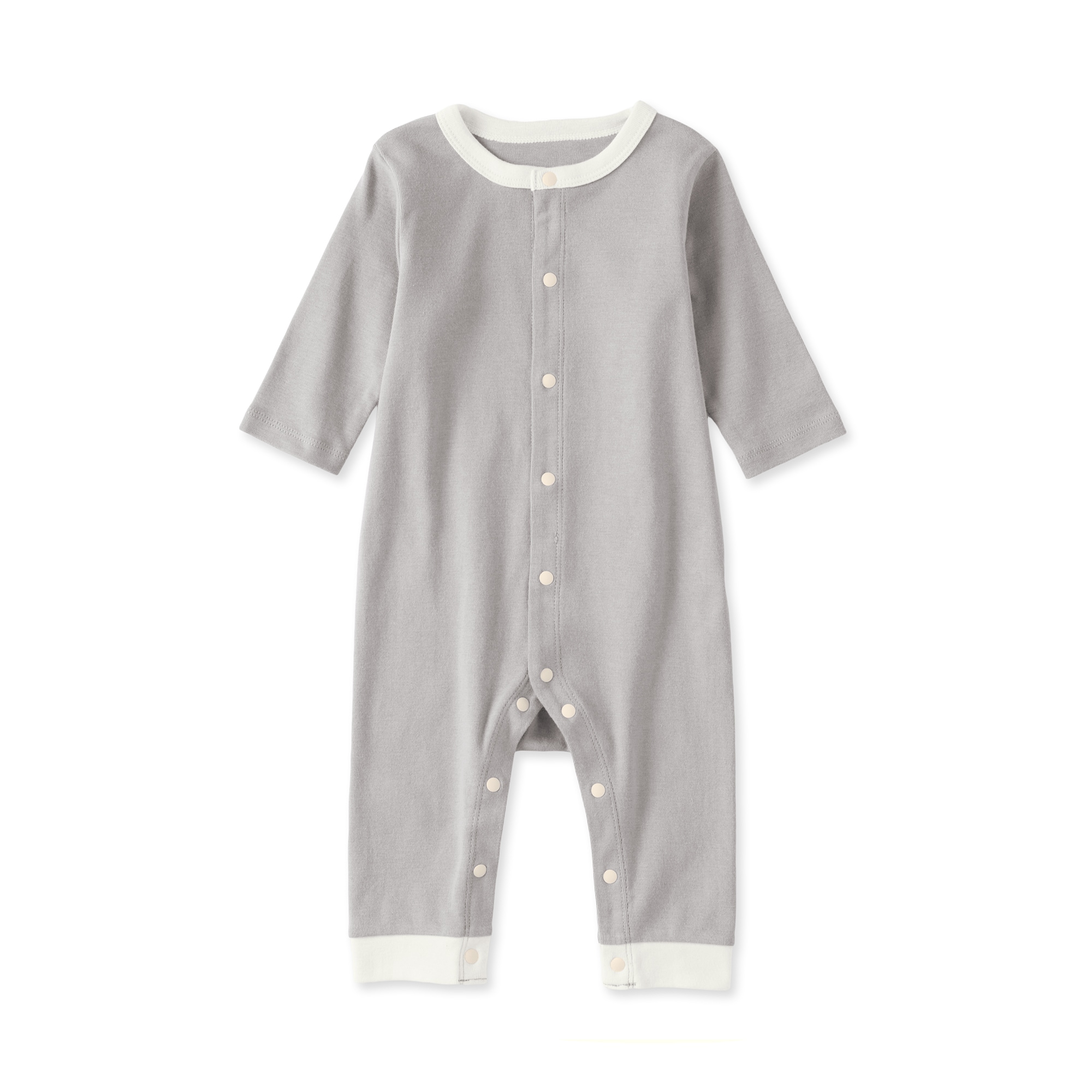 ベビー　脇に縫い目のないフライス編み長袖カバーオール