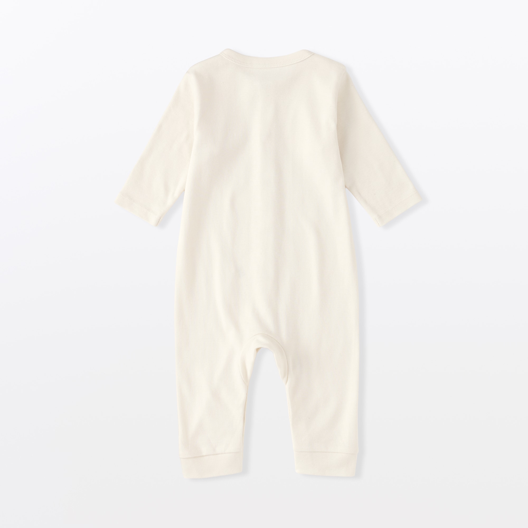 ベビー　脇に縫い目のないフライス編み長袖カバーオール