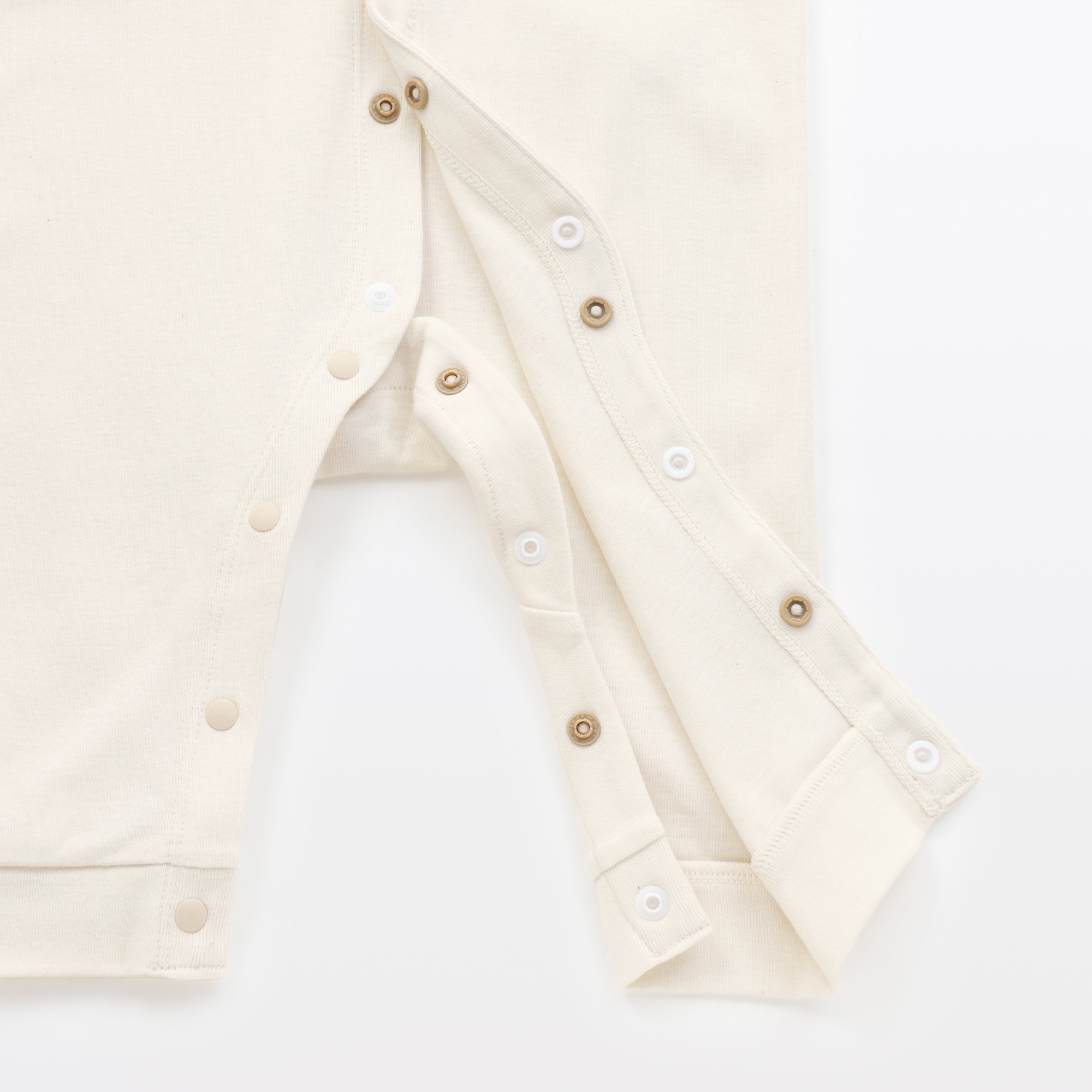 ベビー　脇に縫い目のないフライス編み長袖カバーオール