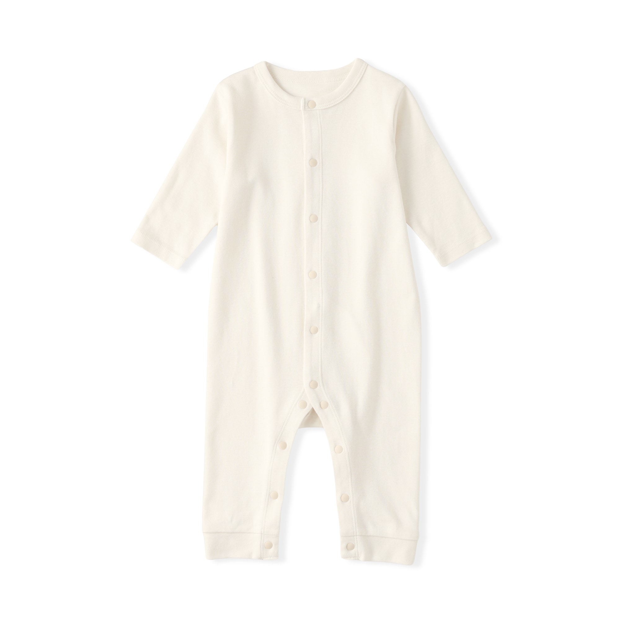 ベビー　脇に縫い目のないフライス編み長袖カバーオール