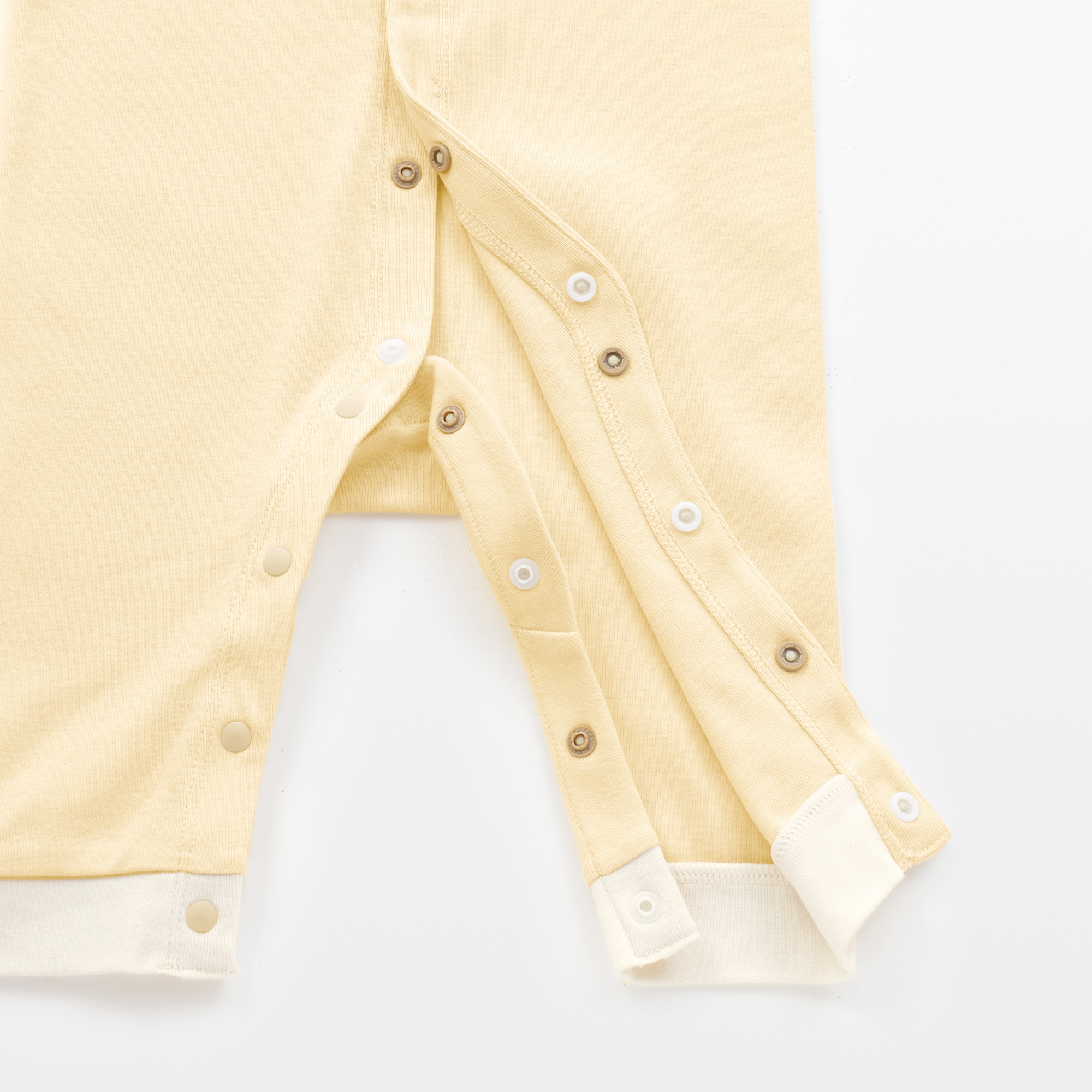 ベビー　脇に縫い目のないフライス編み長袖カバーオール