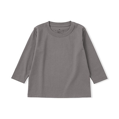 ベビー　あたまするっと　綿天竺編みクルーネック長袖Ｔシャツ　無地