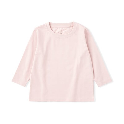 ベビー　あたまするっと　綿天竺編みクルーネック長袖Ｔシャツ　無地